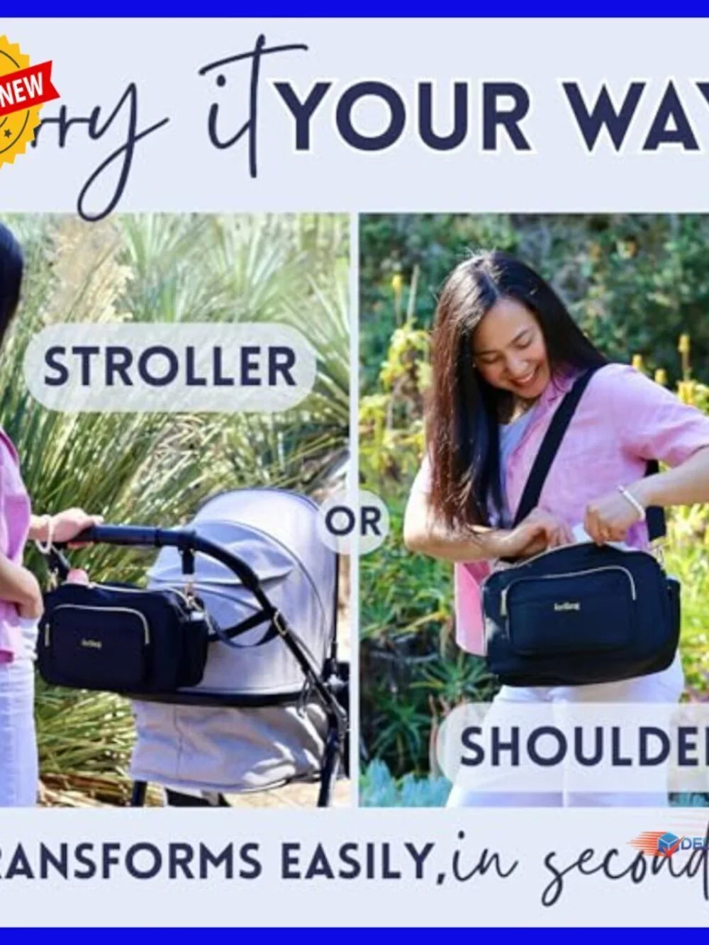 Universal Stroller Organizer with Cup Holder, Waterproof Diaper Bag, Travel
